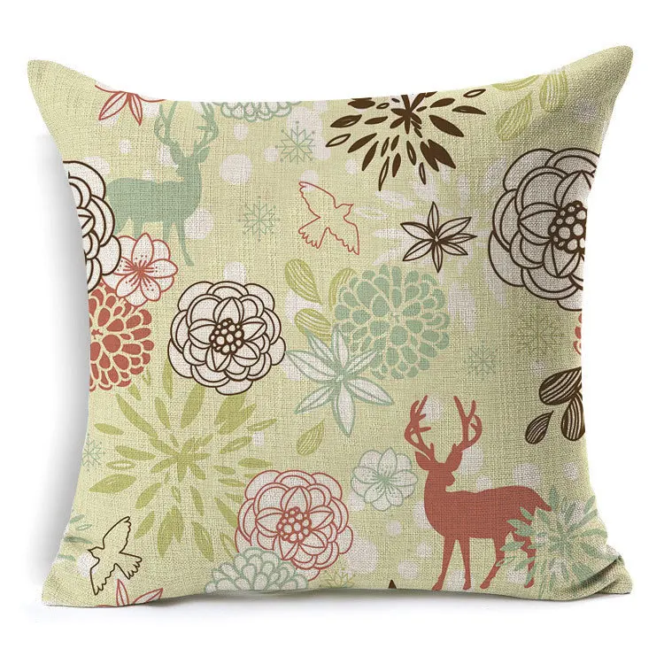 1Pcs 43*43cm Christmas Deer Gifts Pattern Cotton Linen Throw Pillow Cushion Cover Car Home Sofa Decorative Pillowcase 40483 - Цвет: L