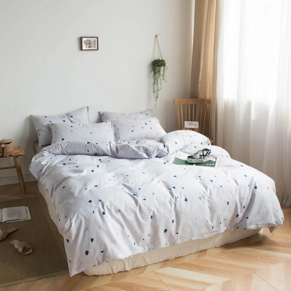 Pink Grey Yellow Hearts Bed Cover Duvet Cover Set Cotton Bedding Set Bedlinens Twin Queen King Flat Sheet Fitted Sheet