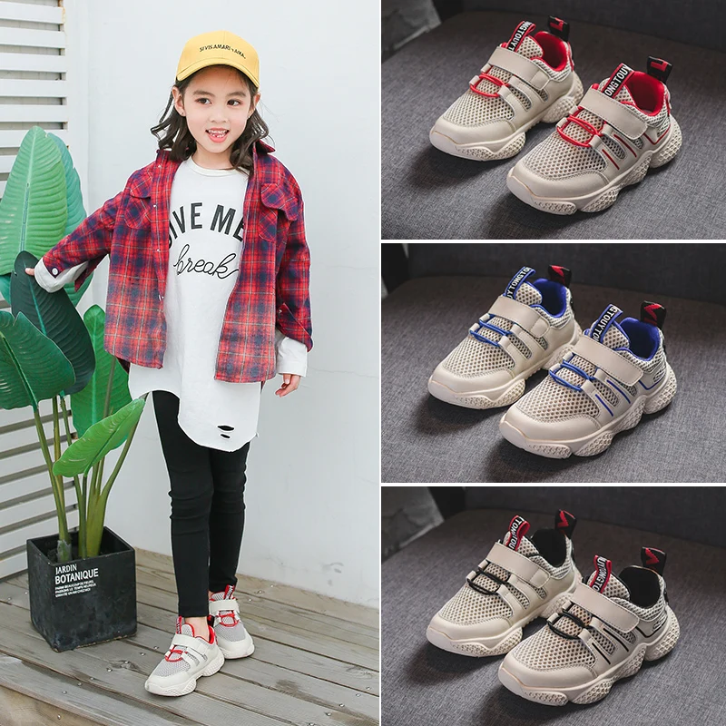 2019 New Summer Kids Shoes Casual Children Footwear Sneakers Single Mesh Breathable Girls Tennis Boys Sport Size 19001 | Детская одежда