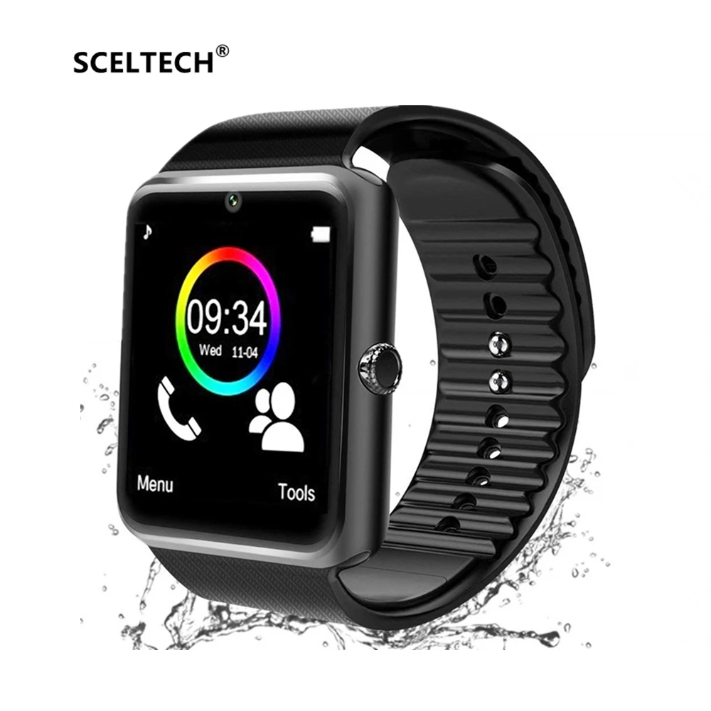 SCELTECH Bluetooth Смарт часы для мужчин GT08 с сенсорным экраном большой аккумулятор