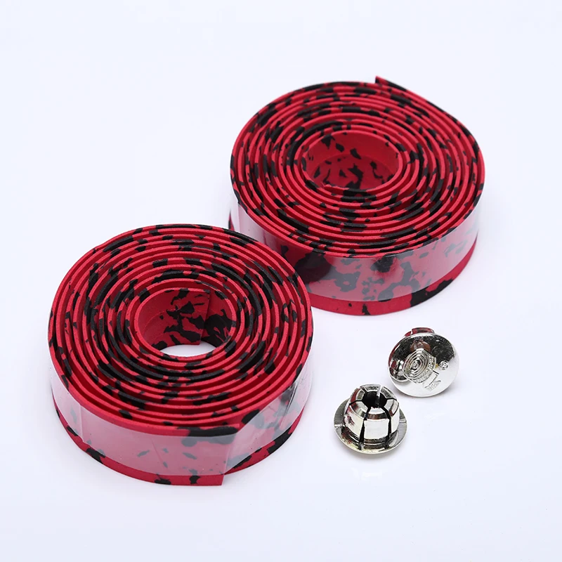 Black Red Пробковая обмотка для шоссейного велосипеда, велосипедная лента, заглушка для велосипеда, камуфляжная велосипедная ручка, ремень для руля, лента из пенопласта, спортивные товары - Цвет: Black Red