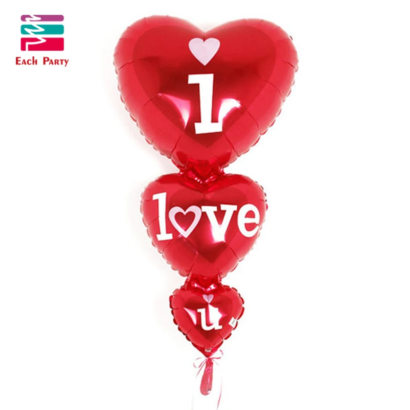 Фотофольгированные воздушные шары в форме сердца с надписью I Love You | Дом и сад