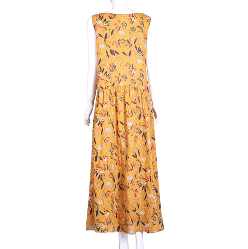 Женское длинное платье макси в богемном стиле Летнее Длинное с цветочным принтом