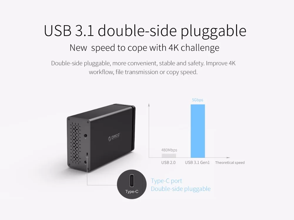 ORICO NS200RC3 дисковый корпус USB3.1 тип-c дисковый массив raid многодисковый жесткий диск база
