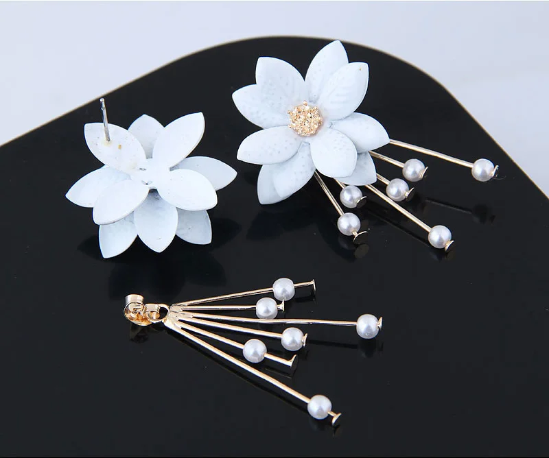 Висячие серьги с белыми цветами для женщин модные ювелирные изделия длинные