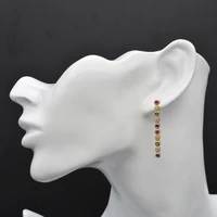 high quality fashionable colorful zircon long pendant earrings are suitable for european and american women