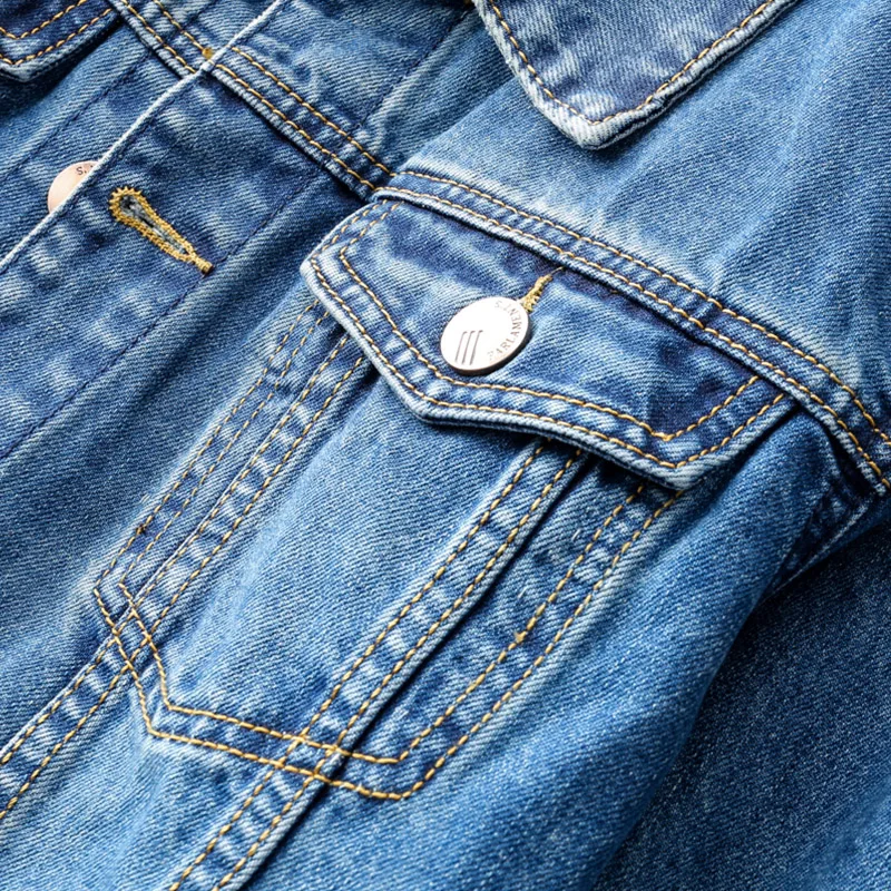 Мужская джинсовая куртка с потертостями модная винтажная верхняя одежда для