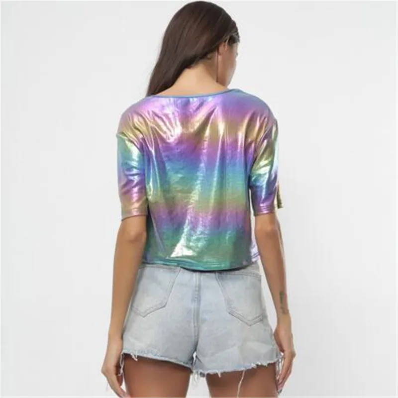 2019 summer tshirt rainbow reflection t shirt women colorful short tops harajuku t-shirt poleras mujer camiseta | Женская одежда