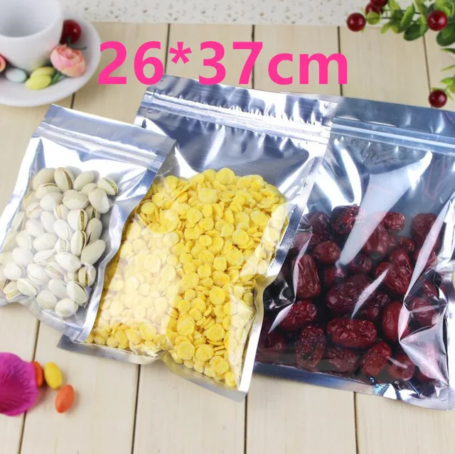 26*37 см Алюминиевая фольга/Прозрачный Закрывающийся клапан замок на молнии