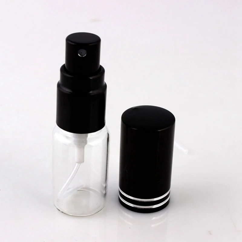 1 шт 5 мл/10 мл портативный цветной стеклянный многоразовый флакон с пустой распылитель для парфюмерии косметические контейнеры с распылителем для путешествий - Цвет: BK-L