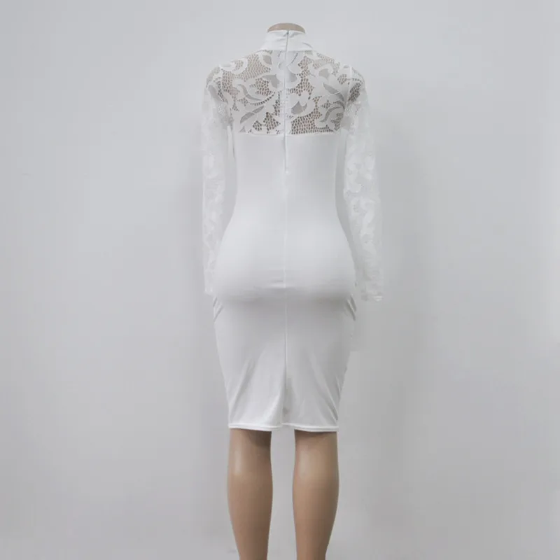 Горячее Кружевное платье миди с длинным рукавом сексуальное Клубное Бандажное