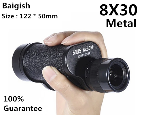 8X30 Baigish Профессиональный телескоп из чистой меди, Зрительная труба, российский военный бинокль с дальномером, металлический монокуляр, HD ночное видение - Цвет: 8X30 Baigish
