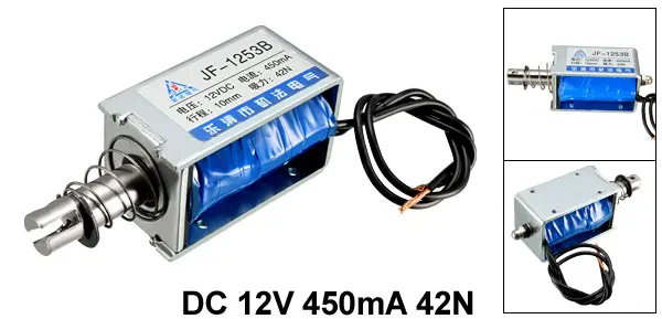 Uxcell DC 12 V/24 V Электромагнитный Электромагнит 360/450mA 2.5A 42/55/60N 10 мм тянуть Тип открытая рамка прямолинейного движения с хорошим качеством, электромагнит 1 шт - Цвет: JF-1253B