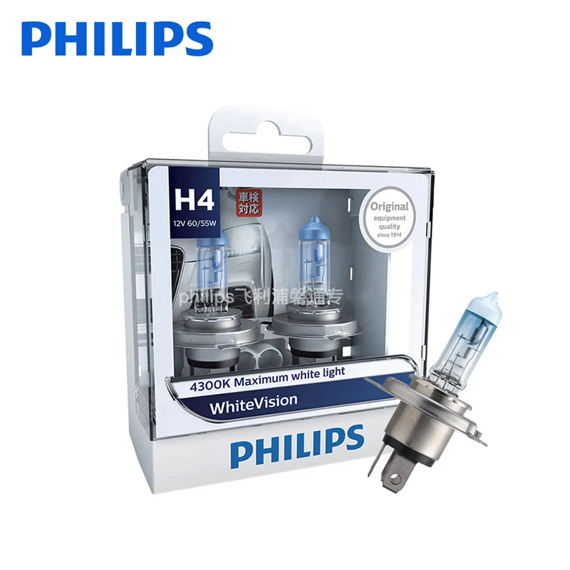 PHILIPS автомобилей галогенные лампы H4 H7 галогенная лампа H1 H3 Авто 12 В 4300 К 55 1100LM