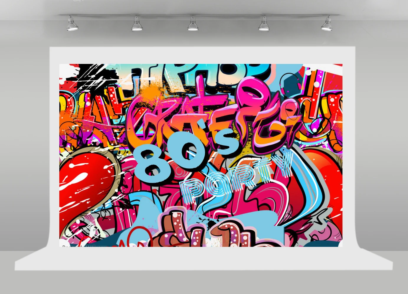 80th тематический фон для фотосъемки день рождения 80С Вечерние Декорации граффити