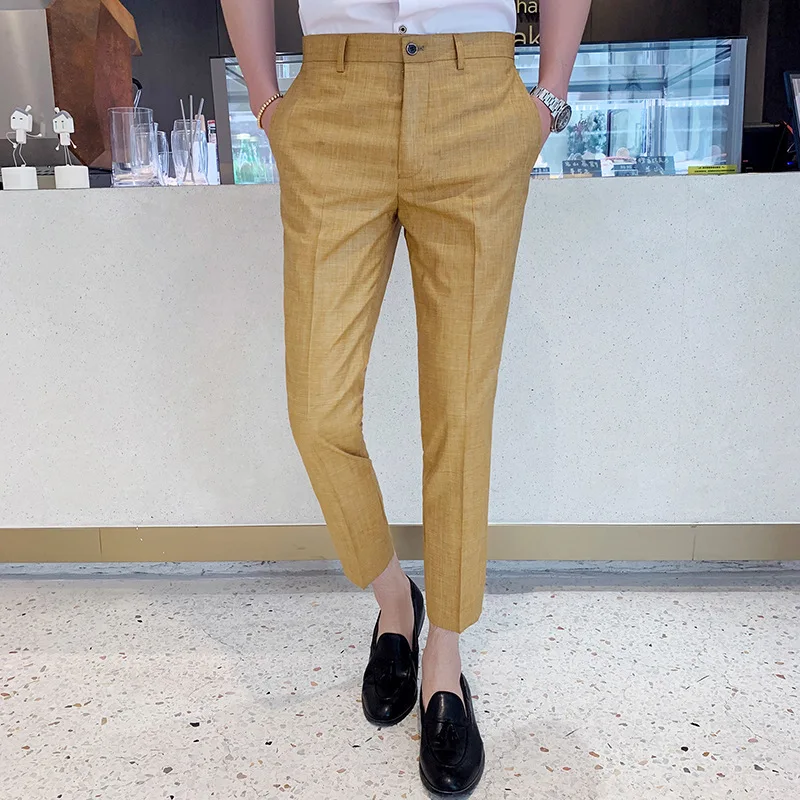 Летний новый костюм брюки красивые молодых мужчин девять минут корейский стиль