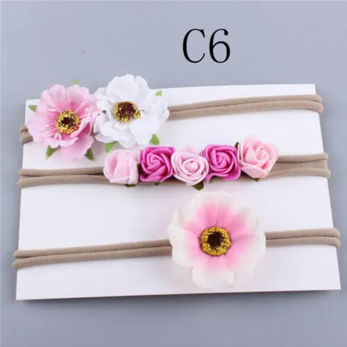 2019 Brand New 3 Pcs/Set Kids Baby Girls Cute Flower Headband Princess Children Hair Band Boho Holiday Head Wear 6 Colors | Детская