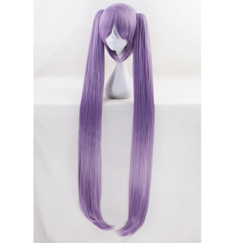 110cm FATE FGO Long Purple Wig With Two Clip On Ponytails Euryale Stheno Straight Thick Anime Cosplay Wigs For Costume Party