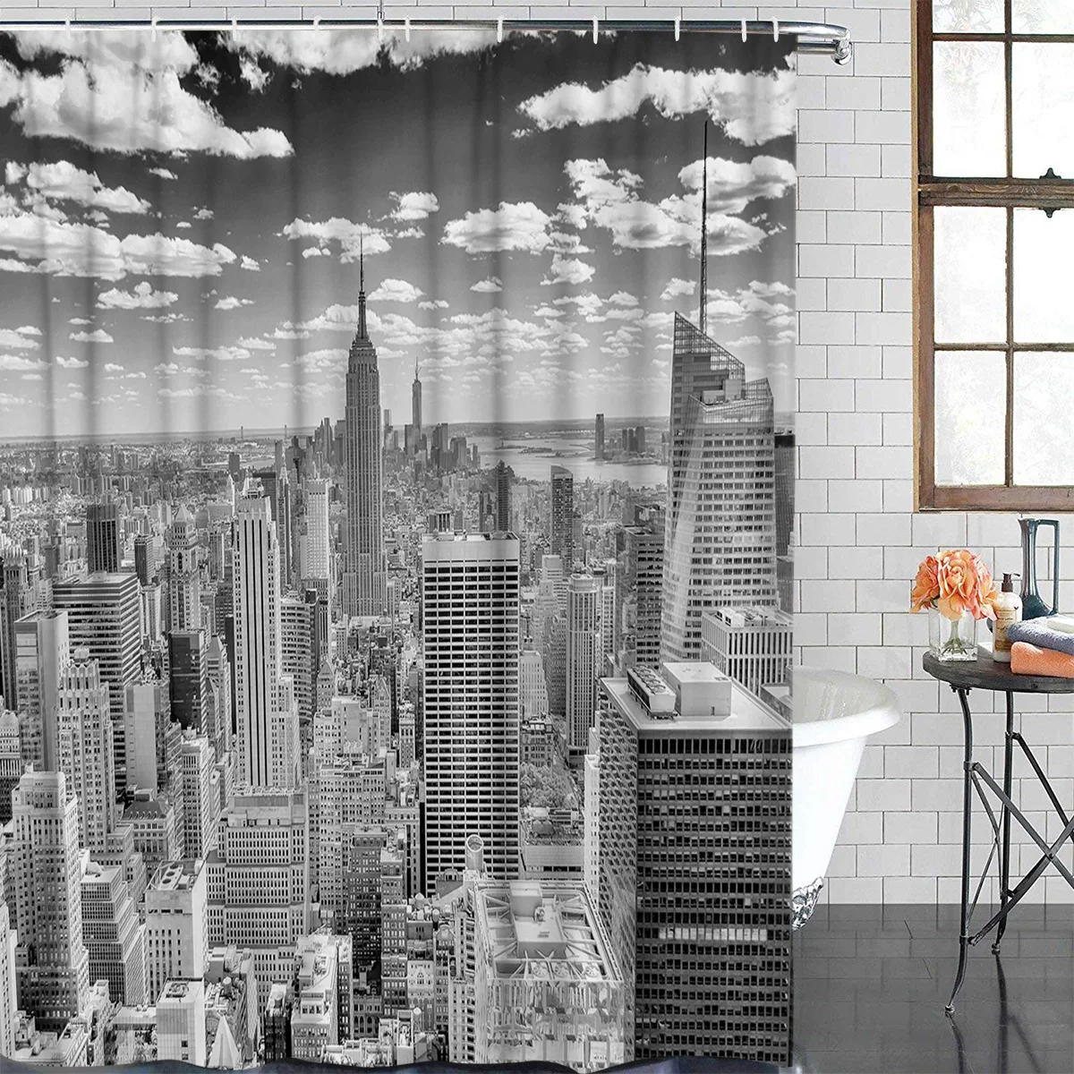 OURHouse серый Нью Йорк занавеска для душа ткань лайнер ванной Детская скатерть