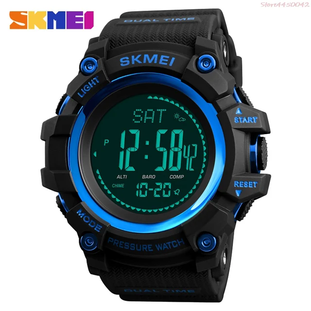 blue black SKMEI спортивные мужские часы s часы шагомер калории цифровые часы альтиметр барометр компас термометр погода мужские часы - Цвет: blue black