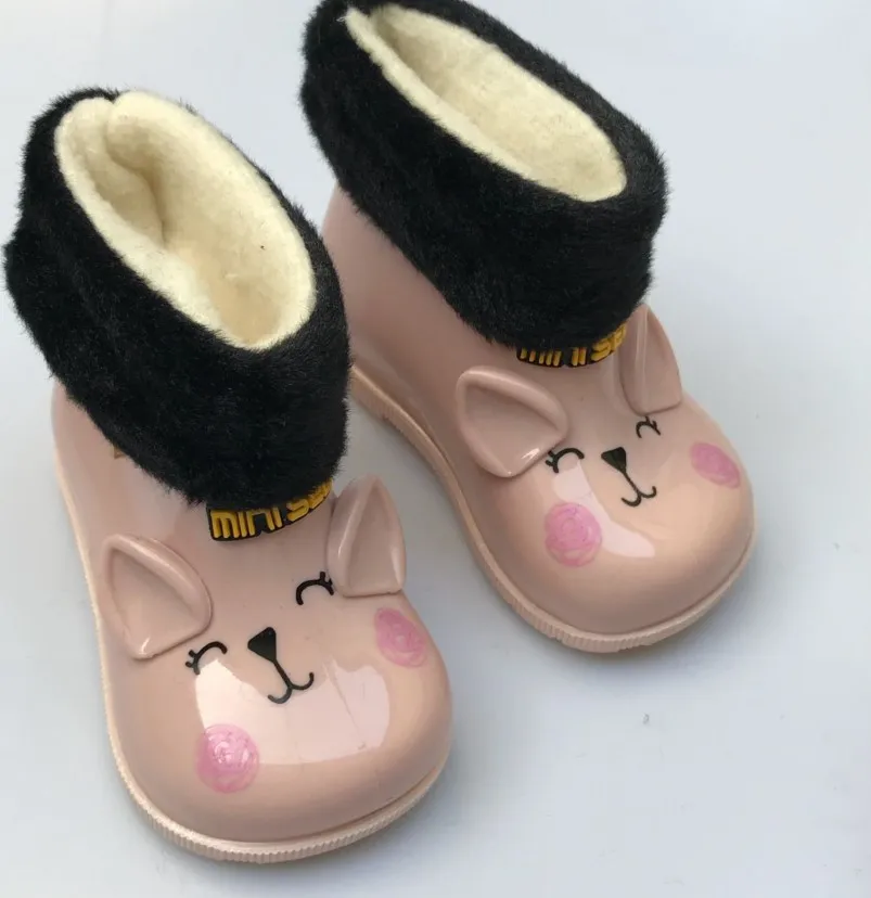 Мини-сандалии Melissa; Детские Зимние прозрачные резиновые сапоги с милым котом; нескользящие водонепроницаемые резиновые сапоги для девочек; прозрачная обувь; сапоги принцессы