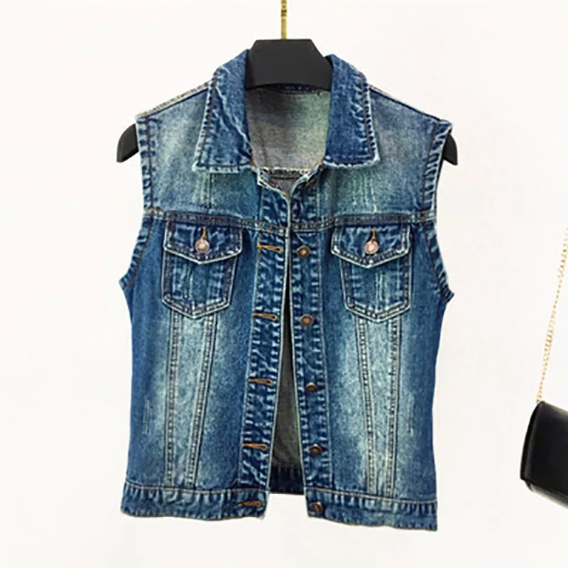Женский блейзер винтажный без рукавов с карманами|denim vest women|brand womenvest women |