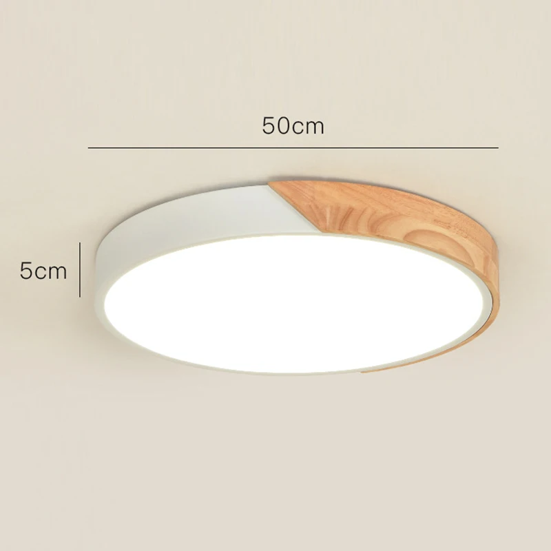

Newly Nordic Round LED Ceiling Light Wood Macaron Ceiling Light for Bedroom Dining Room XSD88