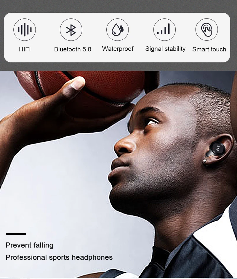 Bluetooth 5,0 наушники IPX7 Водонепроницаемый Беспроводная гарнитура гарнитуры стерео мини-Беспроводной наушники-вкладыши с загрузочной коробки