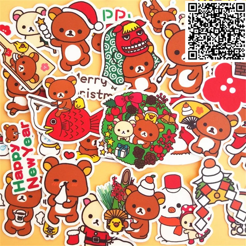 New Trendy Christmas Bear Stickers Toy for DIY Exercise Book Diary 32 Sheets A Pack Toys For Children Colorful Sticker | Дом и сад