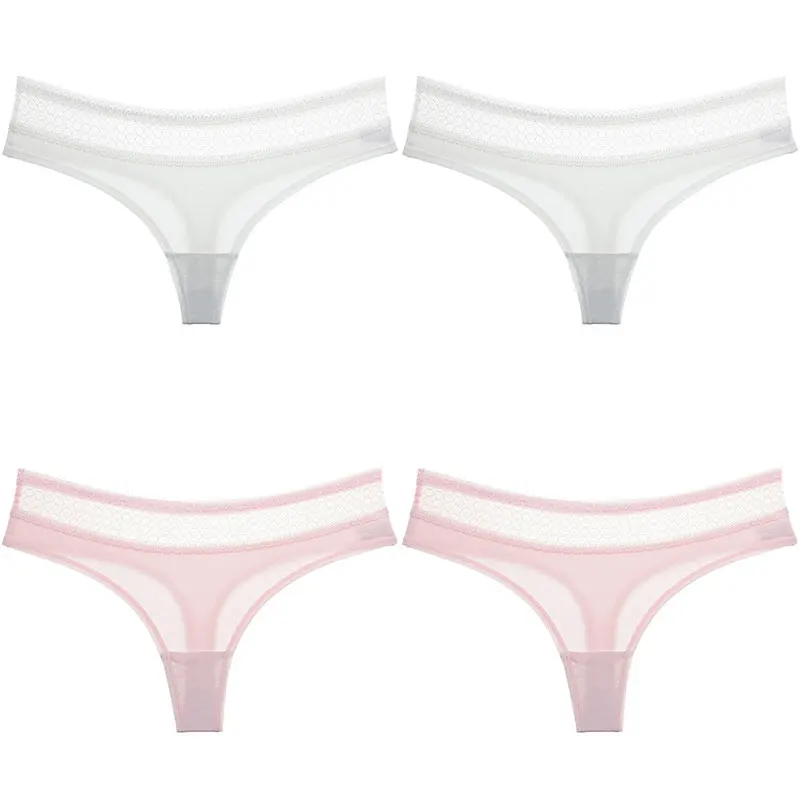 2 white 2 pink BZEL повседневные женские стринги, женское нижнее белье, кружевные женские хлопковые трусы, дышащие женские стринги с низкой талией, Прямая поставка - Цвет: 2 white 2 pink