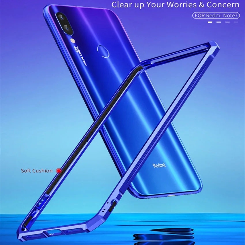 Чехол для Xiaomi redmi note 7 Роскошный Металлический Чехол-бампер Xiomi тонкий Чехол-рамка