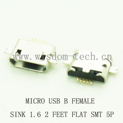 10 шт./лот гнездовой разъем Micro USB типа Btype 2 0 раковина 1 6 SMT фута с плоским горлом |