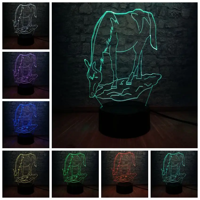 Новинка 3D светодиодный настольный светильник Pentium horse 7 смена Цветов RGB электрический ночной Светильник реквизит Gadgt подарок животное дети Декор из игрушек лампа лава