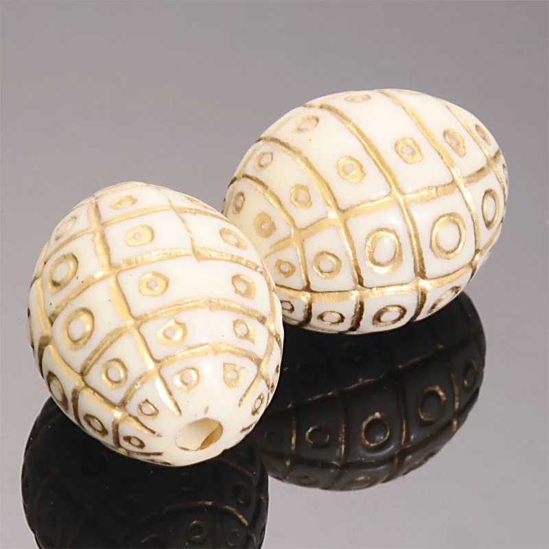 

Miasol 15 Pcs Golded Enlace Fluted Corrugated Oval Antique Design Big Stripe Oval Beads For Diy Handmade Jewelry Making