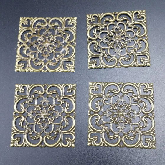 bronze 40mm 20pcs Филигранные квадратные обертки Разъемы Фурнитура для украшений Обертывания Разъемы для изготовления ювелирных изделий DIY - Цвет: bronze 40mm 20pcs