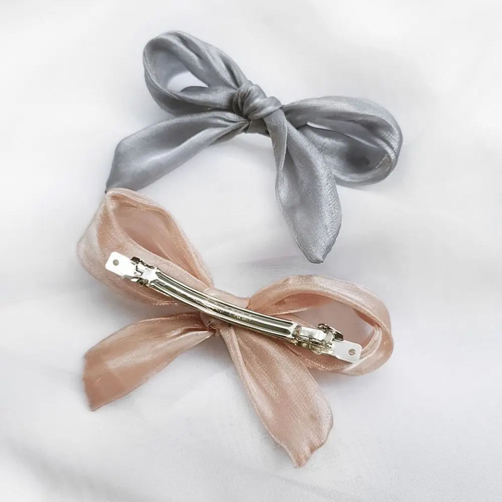 Корейская мода сплошной цвет кружева бант заколки для волос розовая пряжа