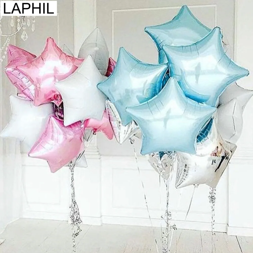 LAPHIL 5 шт. 18 дюймов фольга Звезда Сердце шар шары для свадебной вечеринки Синий Розовый гелиевый воздух баллоны Baby Shower День Рождения Декор