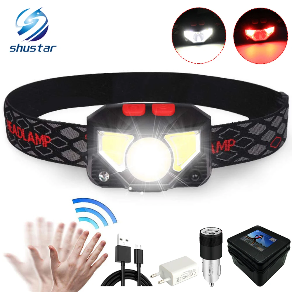 Суперъяркий светодиодный налобный фонарь со встроенным индуктивным датчиком