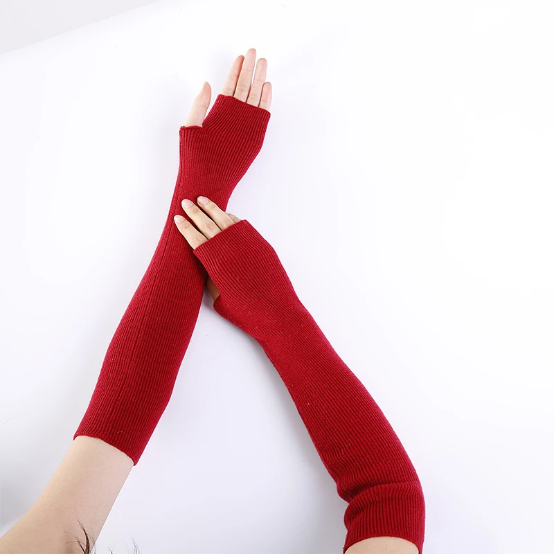 

YOZIRON New Fashion Women White Winter Cashmere Fingerless Gloves Spring Autumn Winter Warm Adult Mittens Arm Warmers