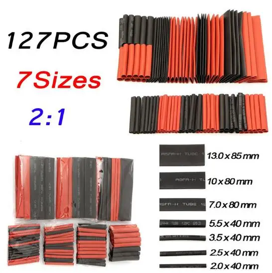 127 шт. термоусадочные полиолефиновые трубки|cable sleeve|cable tubecable sleeve black |