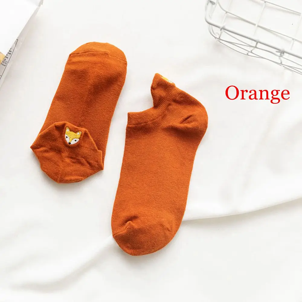 orange Модные женские носки, новинка года, весенние носки до щиколотки, хлопковые носки для девочек, новинка, женские модные повседневные носки с милым мультяшным котом, женские носки - Цвет: orange
