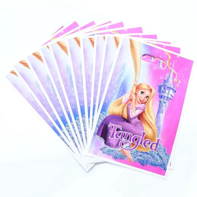 Tangled 10 шт./лот, вечерние подарочные сумочки с изображением Динь-Динь, вечерние пластиковые сумочки для конфет, сумка для детей, праздник день рождения вечеринка, принадлежности - Цвет: Tangled