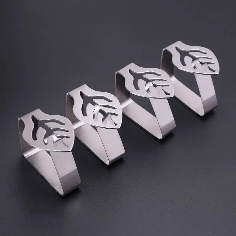 4 шт. гетры с рисунком листьев Нержавеющая сталь Скатерти скатерть зажим зажимы