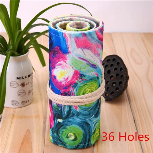36 Holes 36/48/72 отверстия Карандаш Чехол школьный холщовый мешок ролл Косметическая Кисть для макияжа для хранения пера pecncil коробка для карандашей, школьные наказания - Цвет: 36 Holes