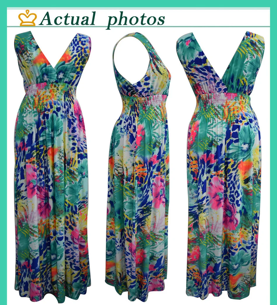 Женское пляжное платье Boho длинное большого размера 6XL 7XL с принтом в богемном