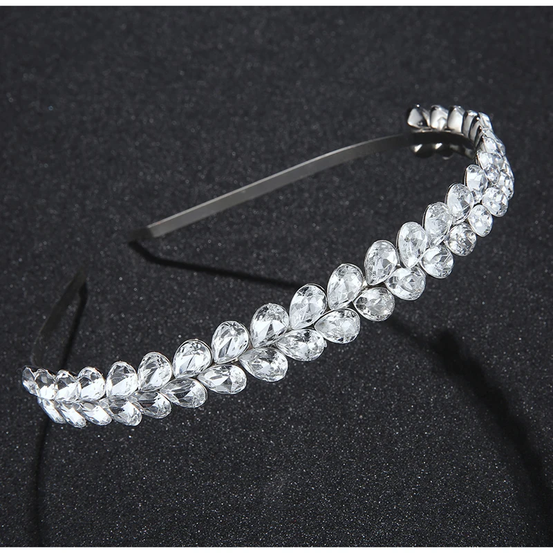 Модная головная повязка с кристаллами в форме капель в стиле серебряной короны для свадебных и брачных аксессуаров украшений волос.
