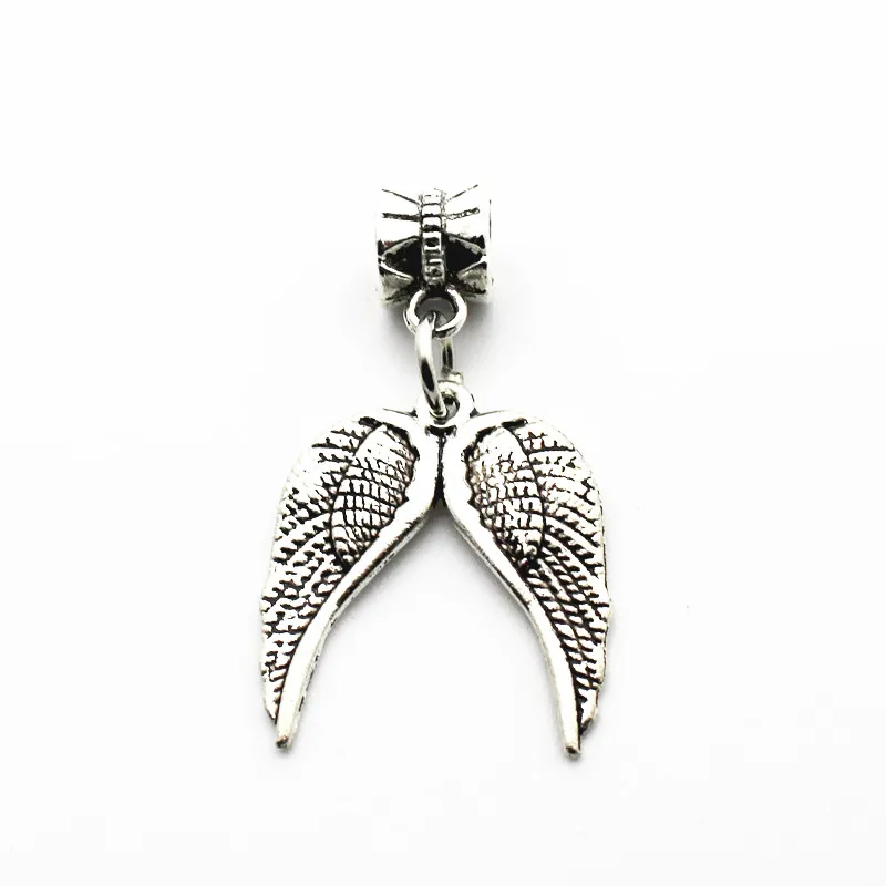 

Hot selling 50pcs/lot silver wing pendant Metal lobster clasp Dangle Charms Fit DIY Necklace Bracelet Jewelry