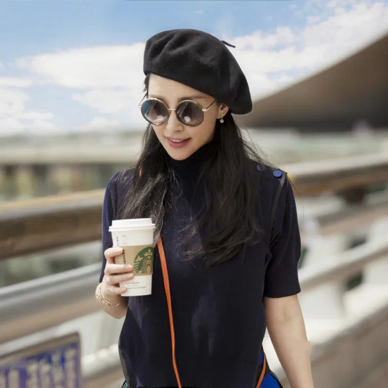 

Fashion Beret 100% Real Wool Vintage Warm Spring Winter Women French Artist Beanie Hat Femme Girl Gift Casquette Beret Homme