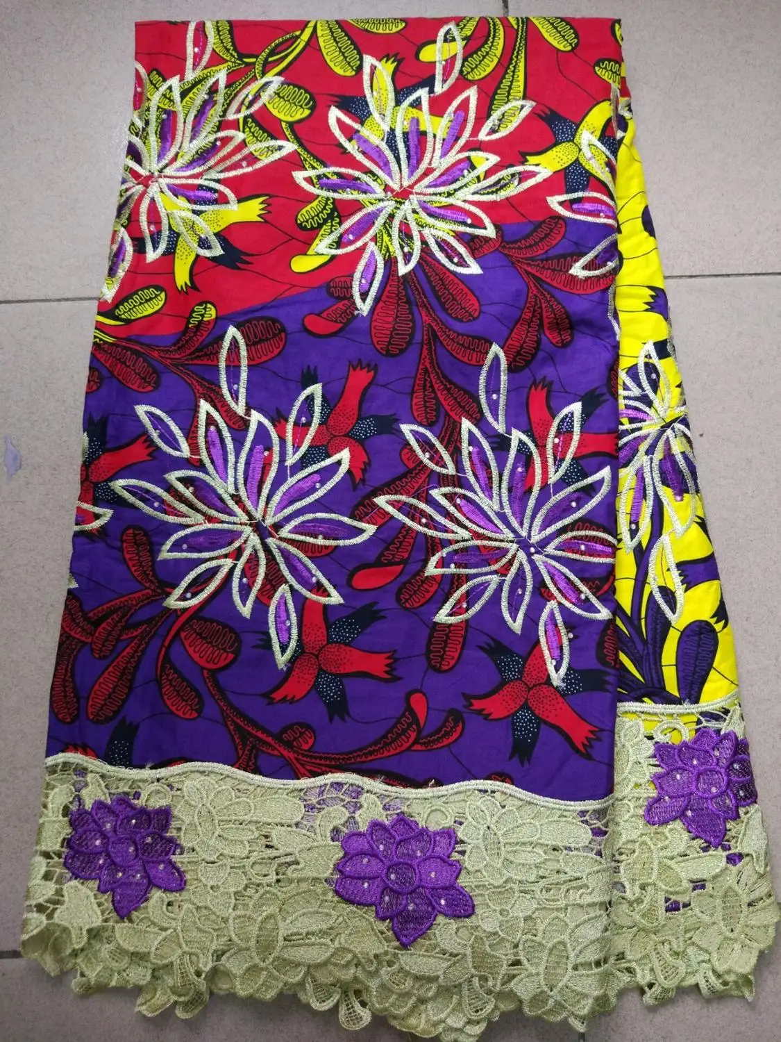

6Yards/pc Wonderful colorful african cord lace fabric embroidery and flower style french wax fabric for dress LE1