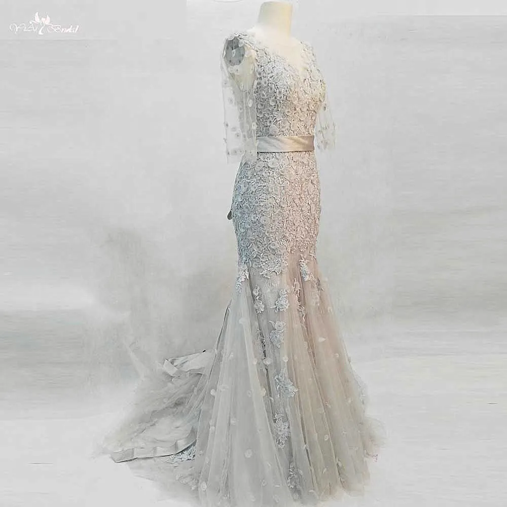 RSW875 Yiaibridal настоящая работа рукав 3/4 v образный вырез 3D цветочное бисерное